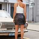 Shestellar Women's Sequin Skirt Sparkly Glitter High Waist Bodycon Mini Skirt for Party Club Night Out Cocktail (Black)