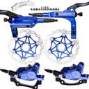JFOYH 4-Piston MTB Hydraulic Brake Set with 160mm Floating Disc Rotors, Front and Rear Hydraulic Disc Brake Kit For MTB(Pre-bled, Included Original Pads)