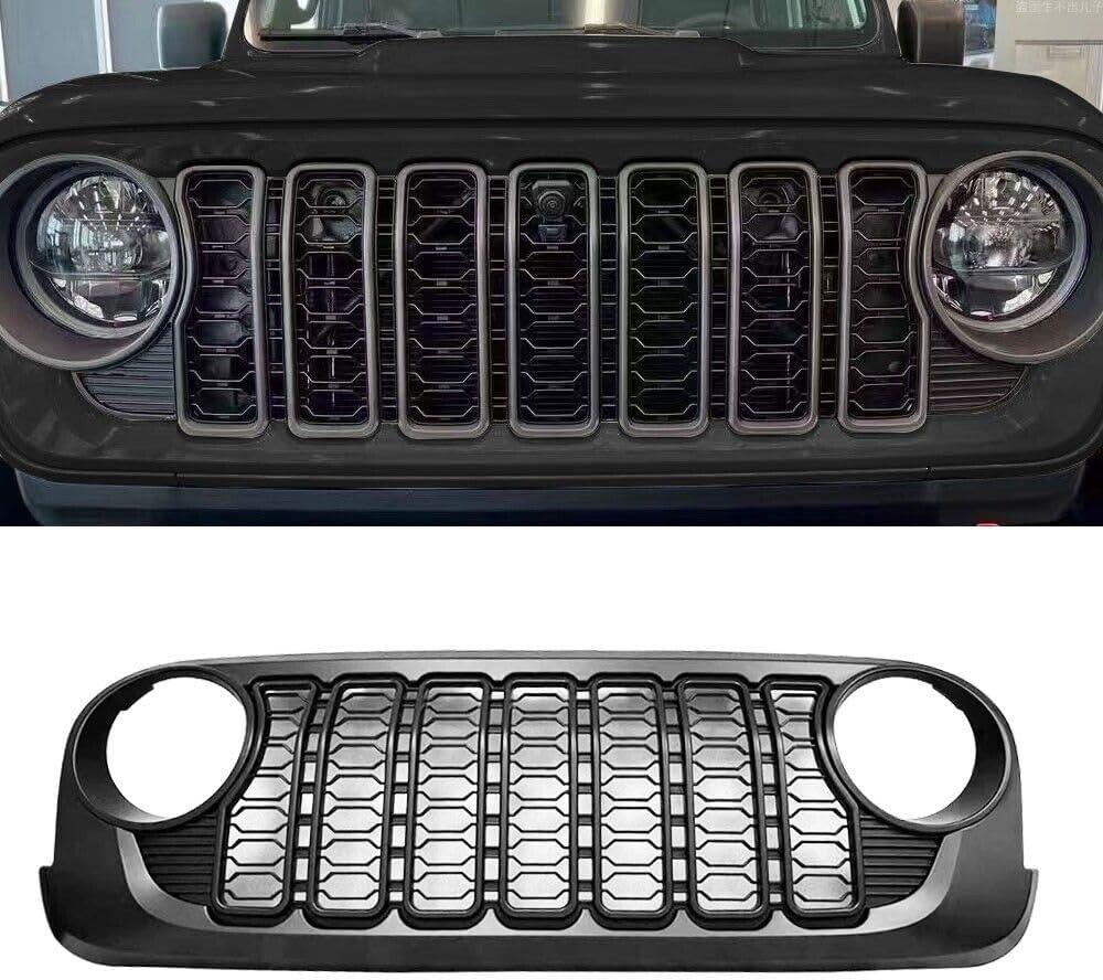 Front Grill Bumper Mesh Grille For Jeep Wrangler JK 2007-2017 upgrade to 2024 JL