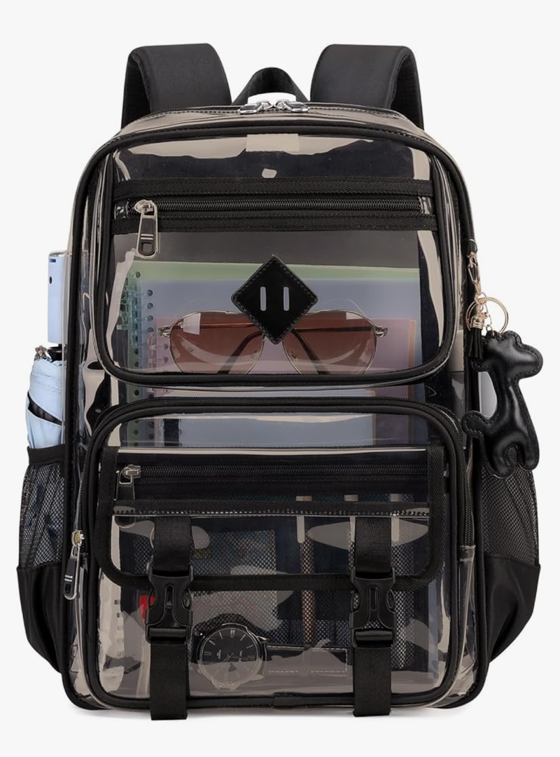 Clear Backpack for School, PVC Clear Bookbag Heavy Duty Transparent Backpack for Stadium Events See Through Bag