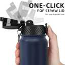 Fanhaw 20 Oz Kids Insulated Stainless Steel Water Bottle with Straw Lid, Leakproof & Anti-Dust Everyday Use Bottle for School, Women & Men, Back to School Essentials (Navy Blue)
