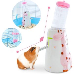 Guinea Pig Water Bottle, Small Animal Water Bottle No Drip, OVERTANG 2 in 1 125ml Rodent Pet Water Bottle No Drip for Cage Hanging Water Feeding Bottles Auto Dispenser for Hamster Guinea Pig Rabbit