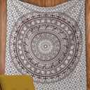 RAJRANG Cotton Mandala Maroon Hippie Tapestry For Bedroom Boho Elephant Hippie Wall Hanging Dorm Decor Intricate Indian Tapestries Medallion Art Print - 50x60 Inches