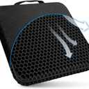 Gel Seat Cushion, for Long Sitting -Double Thick Gel Seat Cushion Breathable Honeycomb Chair Cushion with Non-Slip Cover for Office Chair Car, Wheelchair, Long Trips,Relief Sciatica Pain (Black)