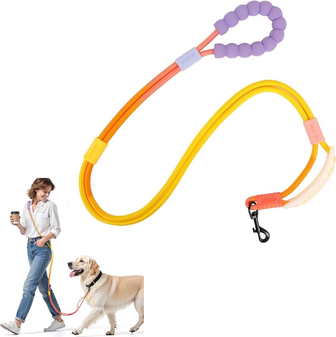 Hands Free Dog Leash Dual Handle, Wearable Leashes for Dog, Padded Waist Belts and Rotating Metal Clip,for Small Medium Large Dogs (18+ lbs) Walking Training Running (Yellow-Orange, 6.5 FT)