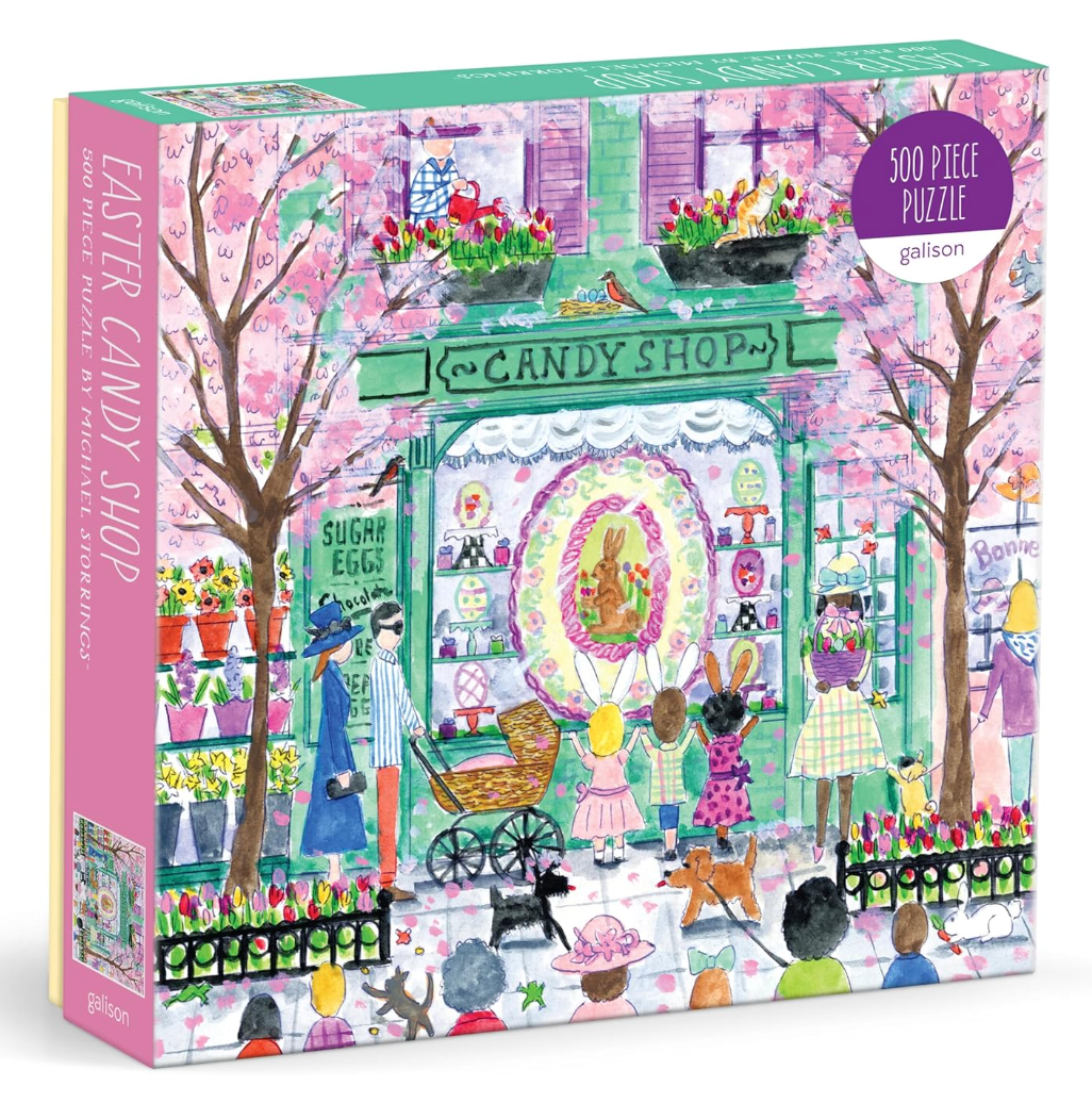 Galison Easter Candy Shop – 500 Piece Michael Storrings Jigsaw Puzzle Featuring Beautiful Artwork of an Easter Candy Confectionery