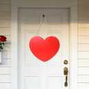 Valentines Day Door Decorations Wooden Heart Hanging Sign for Holiday Farmhouse Home Front Porch and Wall Window Wedding Anniversary Decor (Red)