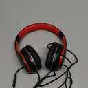 LORELEI X6 Over-Ear Headphones with Microphone, Lightweight Foldable & Portable Stereo Bass Headphones with 1.45M No-Tangle,Wired Headphones for Smartphone Tablet MP3 / 4 (Black-Red)