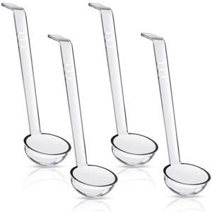 Ptwola 4 Pcs Clear Punch Ladle Small Long Handle Ladle Plastic Mini Serving Spoon for Condiments Sauce Gravy Ketchup Jam Cocktails Ingredients ruit Juices Cocktail Party Catering Banquets Catering