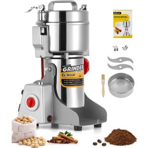 CGOLDENWALL 800g Electric Grain Grinder Mill Safety Upgraded 2400W High-speed Spice Herb Grinder Commercial Superfine Machine Dry Cereals Pulverizer CE 110V (800g Swing Type) (800g Swing Type)