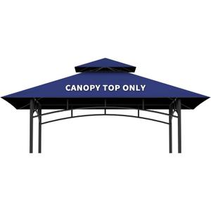 Grill Gazebo Replacement Canopy Top Only - 5' x 8' Outdoor BBQ Gazebo Canopy Roof, Waterproof Double Tiered Shelter Cover Fit for Model L-GG001PST-F (Blue, 5x8)