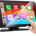 Carplay Screen for Car, 7" HD Portable Car Stereo Touch Screen with Wireless Android Auto, Backup Camera with LED/Mirror Link/Voice Control/Bluetooth/GPS/AUX/FM Satellite Radio for All Vehicles