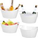 TOPZEA 4 Pack Oval Storage Tub, 4.5 Liter Plastic Wine Bucket Ice Bucket Beverage Tub Party Tub for Ice, Beer, Wine, Drink Cooler Bucket for Bar, Champagne Beverage Chiller Bin for Indoor Outdoor Use