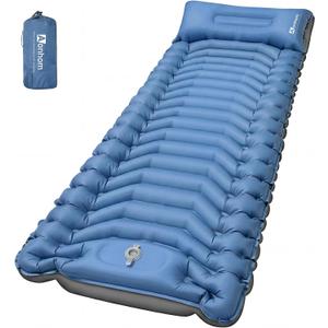 Camping Sleeping Pad, 4" Thick Ultralight Inflatable Sleeping Mat with Pillow & Built-in Pump, Camping Air Mattress for Backpacking, Hiking, Tent, Travel (Blue), 79x27x4 inches