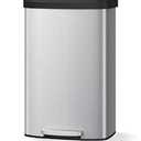Garvee 21 gal / 80 L Stainless Steel Trash Can with Lid, Large Garbage Can for Kitchen, Rustproof Step-on Kitchen Metal Trash Bin with Liner Rim, Rear Handle, Soft Close Plastic Lid