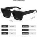 Trendy Square Sunglasses for Men Women Fashion Thick Rectangle Sun Glasses UV Protection Shades Designer Style (Black)
