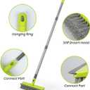 Floor Scrub Brush 2 in 1 Scrape and Stiff Bristle Deck Brush for Cleaning Concrete, Patio, Garage, Kitchen, Carpet and Bathroom 57" Long Handle
