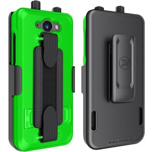 Case Compatible with Sonim XP5PLUS (XP5900) (Knob and No Knob Versions), Case and Belt Clip Holster Combo with Handstrap, Kickstand and Screen Protector (Lime Green)
