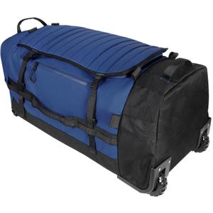 86L 30 Folding Duffle Backpack with 2 Wheels,Travel Bag with Separate Shoe Compartment,Navy Blue