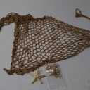 4 Pcs Summer Mermaid Costume Women Beach Crochet Skirt Sarong Swimsuit Cover up Shell Necklace Hair Clip (Khaki)