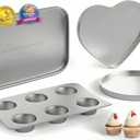 Doll Buddies Kids Complete Oven Pan Set for Easy Bake Ultimate Oven | 75 Cupcake Liners (15 More Than Others) | Cupcake, Circle, Heart & Rectangular Bake Pans | Gift Accessories for Easy Bake Mixes