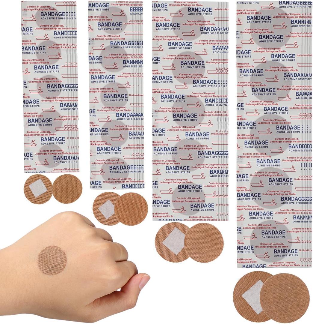 NOLITOY 100pcs Small Patches Finger Wounds Patches Waterproof Wounds Protector Round Tape Stickers Breathable Fabric Coverlet Dressing Brown