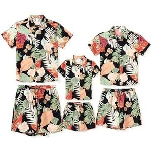 PATPAT Family Matching Outfits Hawaiian Dad and Me Beach Tropical Plant Allover Flower Print Shirt and Shorts Set XL