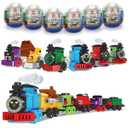 Anditoy 6 Pack Easter Eggs with Train Building Blocks Toys Inside Train Set for Kids Boys Girls Easter Basket Stuffers Fillers Gifts