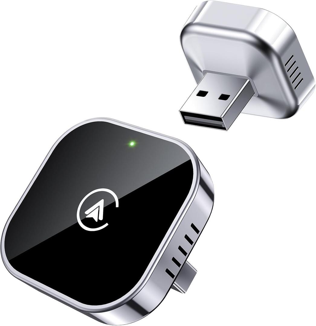 Teeran 2 in 1 Wireless CarPlay and Android Auto Adapter, Easy Setup Plug and Play, Fast Seamless Use Supports 1000+ Car's with Built-in Wired Car Play/Android Auto, Compact Sleek Design Car Adapter.