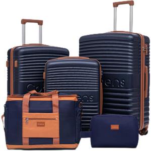 5 Piece Luggage Sets with Spinner Wheels and Tsa Lock, Hardshell ABS Suitcase Set, Lightweight Hardside Waterproof Travel Suitcases for Men Women, 20", 24", 28" DarkBlue (PorscheBlue)