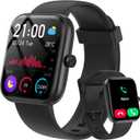 Smart Watch for Women Men with Bluetooth Call, Alexa Built-in Smartwatch, 1.83"DIY Dial Fitness Watch with Sleep Heart Rate Monitor, 110+ Sport Modes, IP68 Waterproof Watch Compatible with Android iOS (Black)