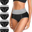 High Waisted Underwear Womens Cotton Soft Breathable Briefs Ladies Panties Multipack (Regular & Plus Size) (Large)