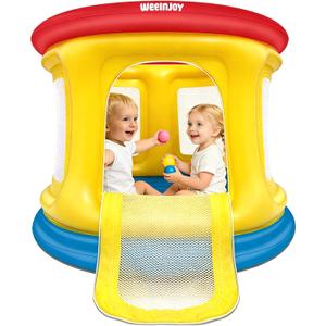 Bounce House,Ball Pit for Toddlers,Inflatable Bouncy House with Pump,Indoor&Outdoor Baby Bouncer with Safety Net,30 Pit Ball,Small Bubble Bounce House for 2 Toddlers 1-3