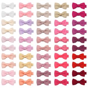 CELLOT Baby Girls Fully Lined Hair Bows Hair Pins, 2' Hair Bows, 50 Pieces/25 Pairs - Infants, Toddlers, Kids Hair Accessories in Pairs - Pink Bow Alligator Hair Clips