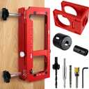 2-in-1 Door Hinge Jig and Lock Installation Kit, Upgraded Aluminum Alloy Router Template for Hinge Mortising 2.5" to 5", Door Hole Drilling Tool for Knob/Deadbolt, 1/4" 5/8" R, Square Corner Hinges