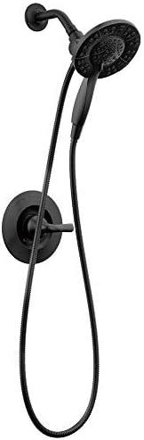 Delta Arvo 14 Series Matte Black Shower Faucet Set with In2ition 2-in-1 Dual Shower Head with HandHeld Spray Combo, Valve Trim Kit, Matte Black 142840-BL-I (Valve Included)