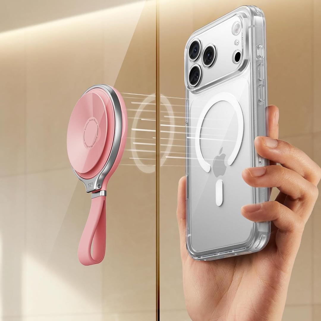 ESR for MagSafe Suction Mount, Sticky Phone Grip, Magnetic Phone Suction Grip, Silicone Suction Cup Phone Mount, Hands-Free Mirror Phone Holder for iPhone 17 16/Android/S25/Google, TikTok/Video, Pink