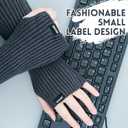 Arm Warmers Women Winter Long Fingerless Gloves Knitted Wrist Warmers with Thumb Hole Arm Sleeve Pack (22cm, A-white+dark Green)