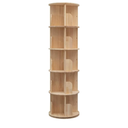 5 Tier Rotating Bookshelf Tower 360 Display Spinning Bookshelf Tower Floor Standing Bookcase Storage Rack Revolving Bookcase Wood Narrow Round Book Shelf Rotating Storage Organizer for Bedroom