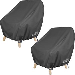 ULTCOVER Waterproof Patio Chair Cover Outdoor Lounge Deep Seat Single Lawn Chair Cover 2 Pack Fits Up to 35W x 38D x 34H inches, Black