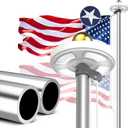 12 Gauge Flag Pole for Outside House 20 FT,100 MPH Heavy Duty Flag Pole Kit with Solar Light, Flagpoles for In Ground Use, Silver with One Flag