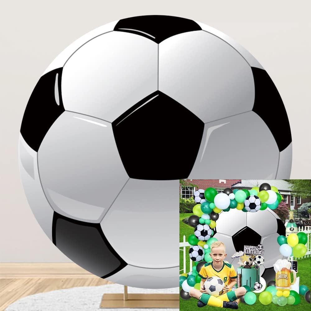 Soccer Round Backdrop Cover 7.2ft,Sports Theme Arch Backdrop for Party&Photography Birthday Decoration,Soccer Field Football Lovers Fans Children Birthday Party Circle Background Event Banner