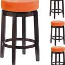 Deisy Dee 4pcs Velvet Stretch Round Bar Stool Seat Covers,Barstool Covers Slipcovers for 15.5-20 inch Stool Chair (4, Orange, 15.5-20 INCH)