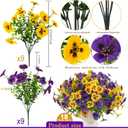 Rowfad 18 Pcs Artificial Fake Pansy Flowers for Outdoor, Faux UV Resistant Silk Pansies Flowers for Outside Planter Front Door Porch Yard Patio Window Box Home Decor (18, Yellow,Purple)