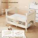 ANGELBLISS Baby Bassinet Bedside Crib, Pack and Play with Mattress, Diaper Changer, One-Push Setup Playards from Infants to Toddlers (Beige)