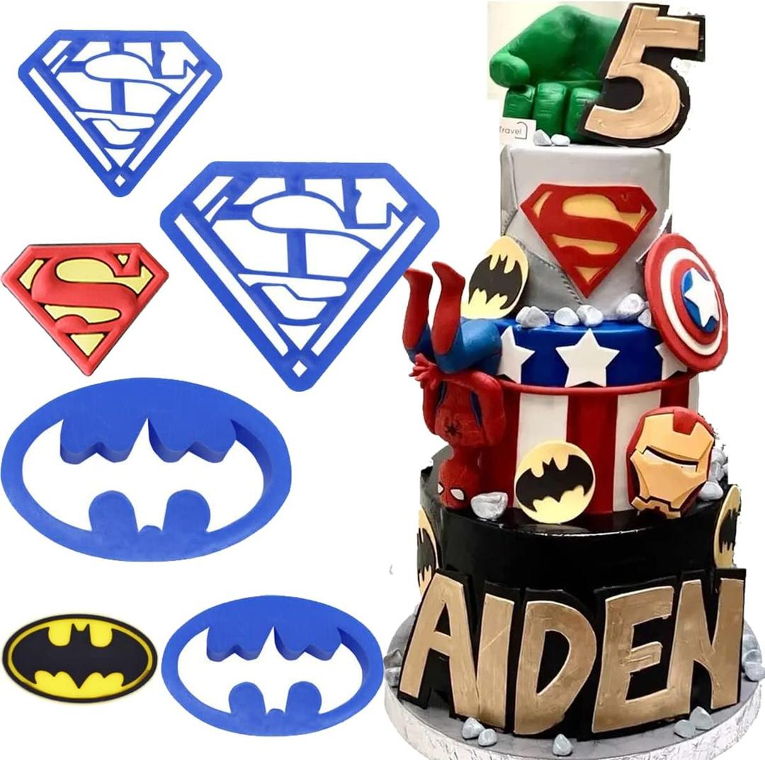 4pcs set Super Hero Batman Superman cartoon Cookie impression Cutter pastry stamp biscuit mold Sugarcraft Cake Decoration