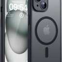 TOCOL for iPhone 15 Plus Case, Compatible with Magsafe, Full Camera Protection, Built-in Magnetic Ring, Drop Protection, Translucent Matte Phone Case for iPhone 15 Plus 6.7 inch (Black)