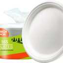 Paper Plates, 100% Compostable-[10 Inch by 0.5" deep]-Heavy Duty Disposable Plate - (BPI Certified) - (PFAS-Free) - Eco-Friendly, Biodegradable Bagasse 10" Dinner Plates (165 Pack)