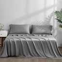 ACCURATEX Cooling Sheets Split King Size Grey - Viscose Made from Bamboo, Luxury Hotel Sheet Set for Adjustable Bed, Super Soft Breathable Bedding Sheets up to 16 inches Deep Pocket