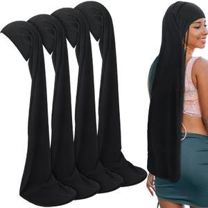 4 Pcs Jumbo Dreadlock Cap 37'' Hair Dreads Head Wrap Loc Wraps for Dreads Hair Accessories for Men Women Sleeping (Black)